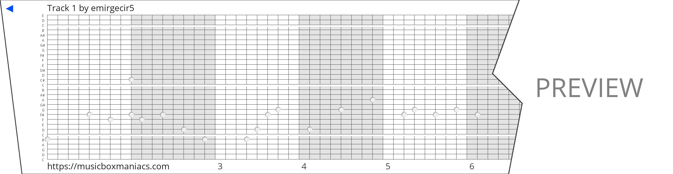 Track 1 30 note music box paper strip