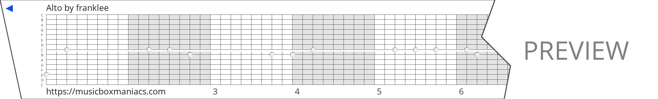 Alto 15 note music box paper strip