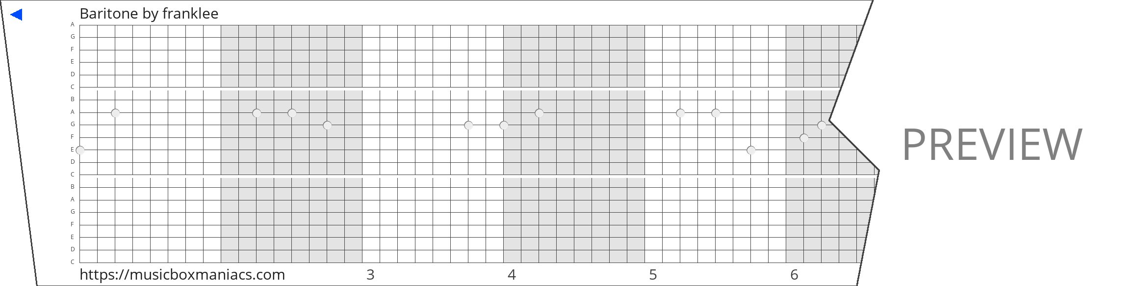 Baritone 20 note music box paper strip