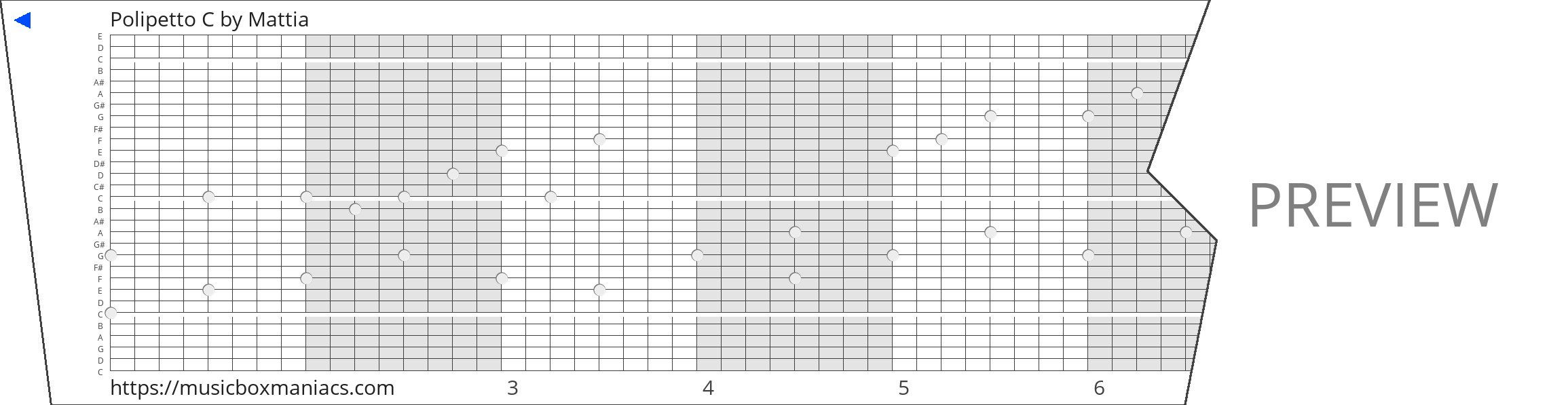 Polipetto C 30 note music box paper strip