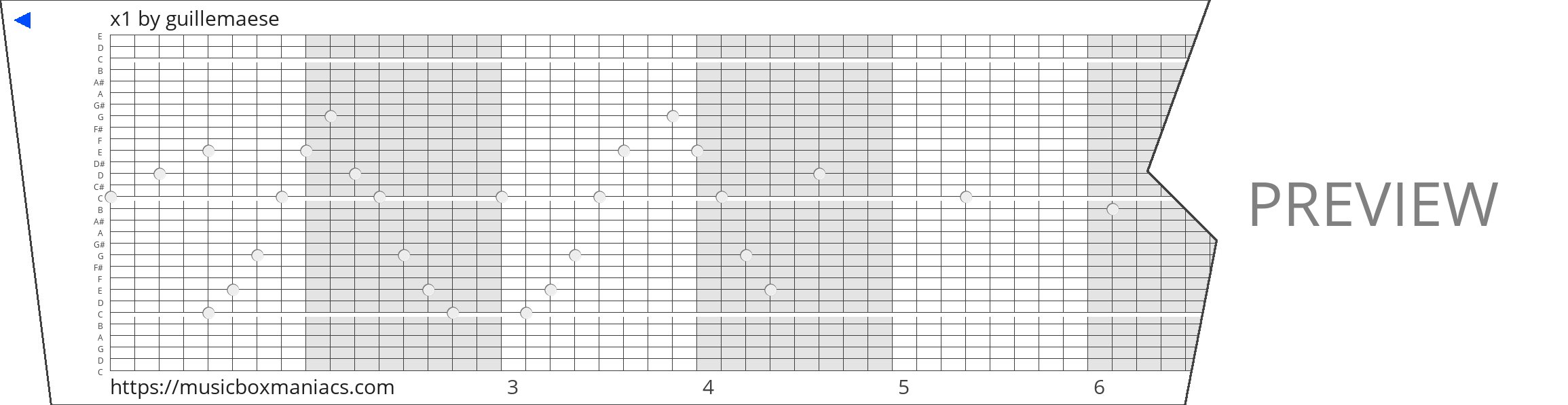 x1 30 note music box paper strip