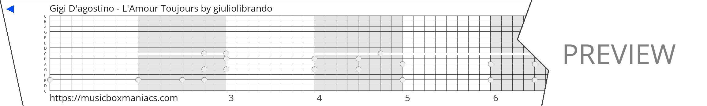 Gigi D'agostino - L'Amour Toujours 15 note music box paper strip