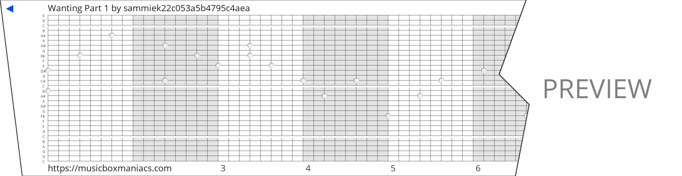 Wanting Part 1 30 note music box paper strip