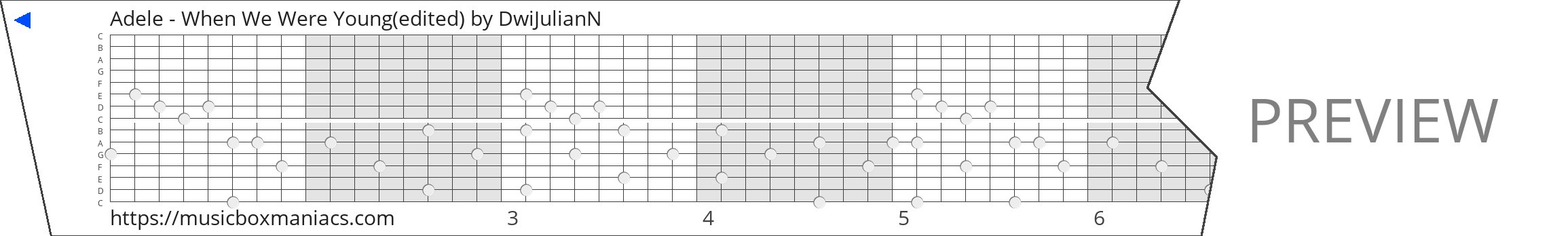Adele - When We Were Young(edited) 15 note music box paper strip