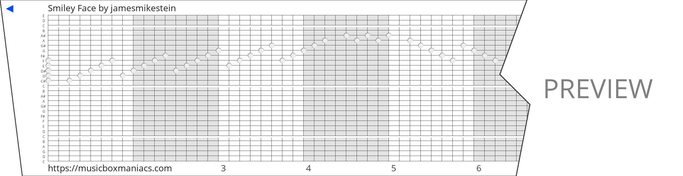 Smiley Face 30 note music box paper strip