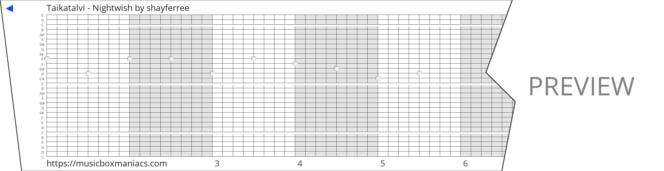 Taikatalvi - Nightwish 30 note music box paper strip