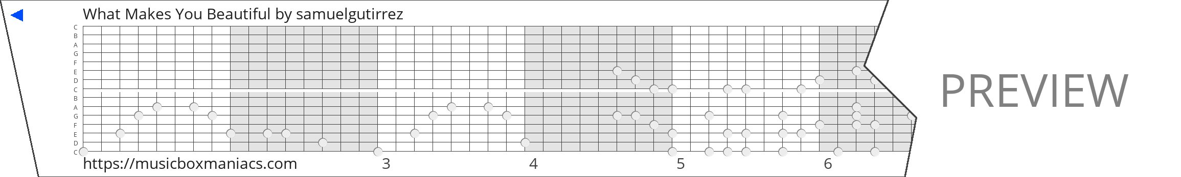 What Makes You Beautiful 15 note music box paper strip