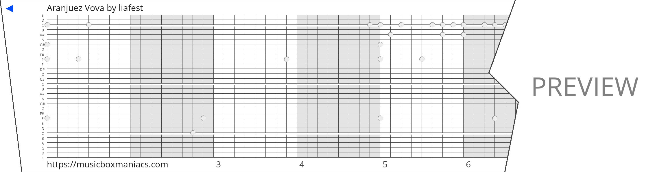 Aranjuez Vova 30 note music box paper strip