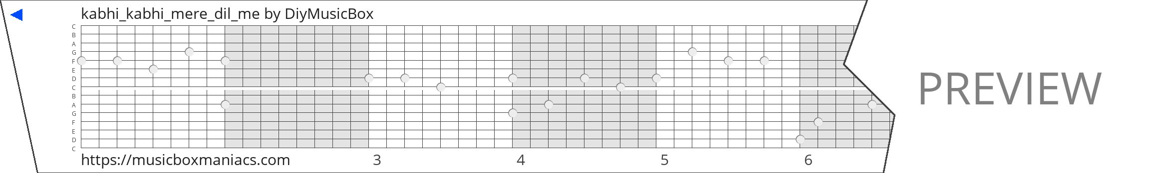 kabhi_kabhi_mere_dil_me 15 note music box paper strip