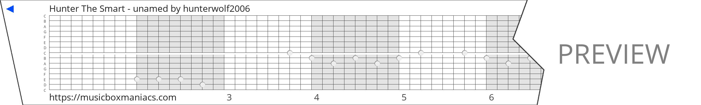 Hunter The Smart - unamed 15 note music box paper strip