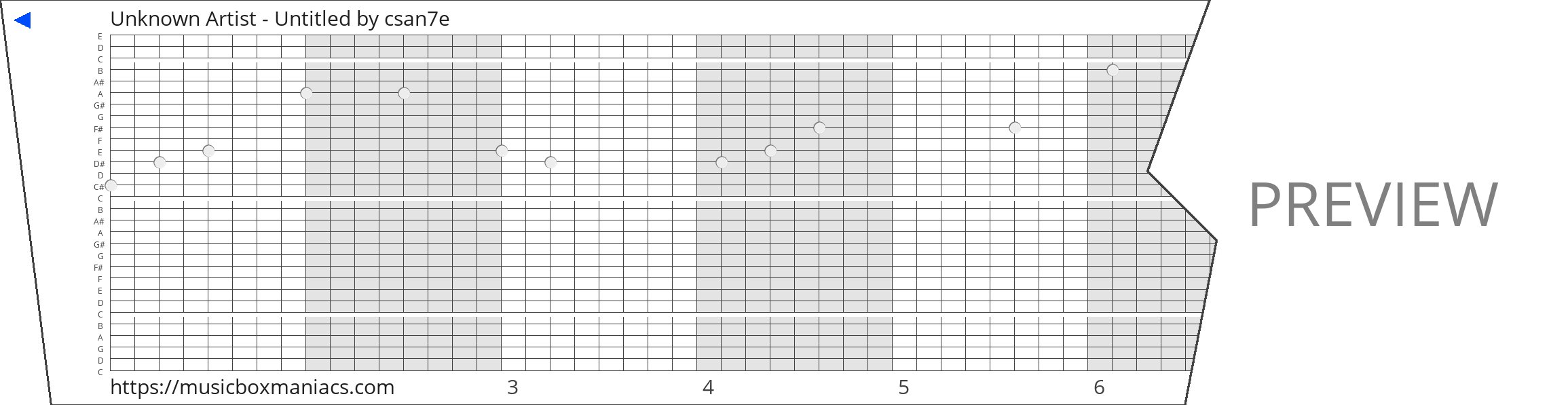 Unknown Artist - Untitled 30 note music box paper strip