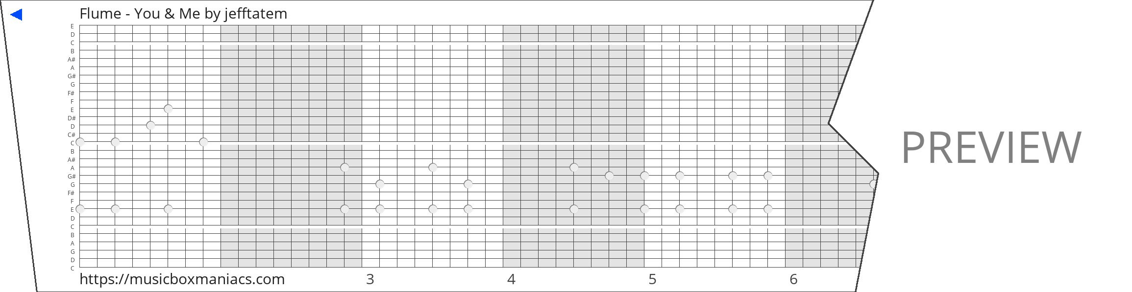 Flume - You & Me 30 note music box paper strip