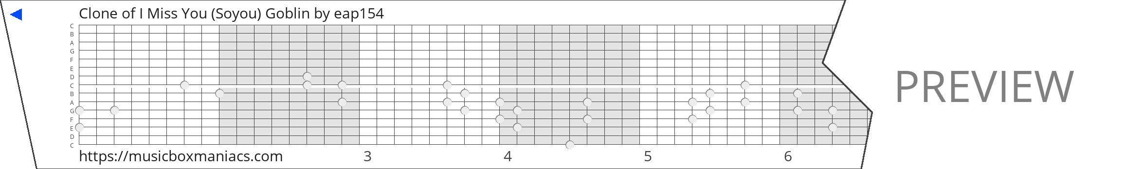 Clone of I Miss You (Soyou) Goblin 15 note music box paper strip
