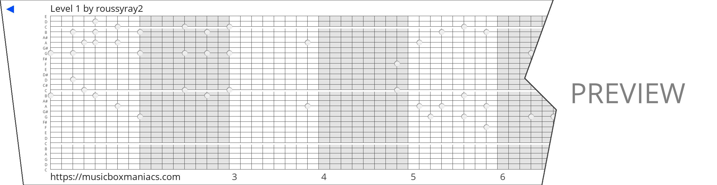 Level 1 30 note music box paper strip