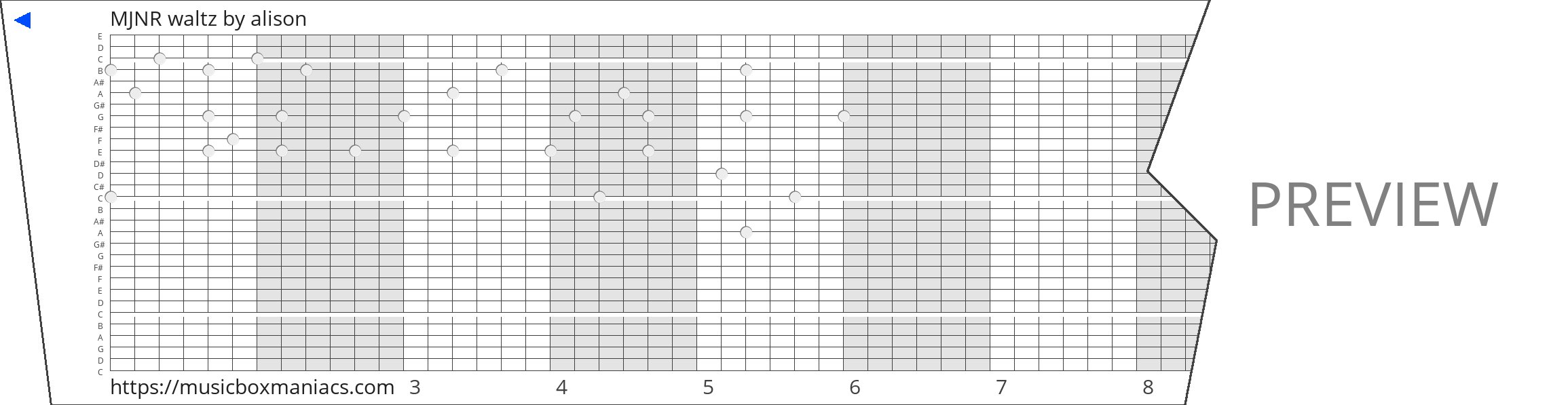 MJNR waltz 30 note music box paper strip