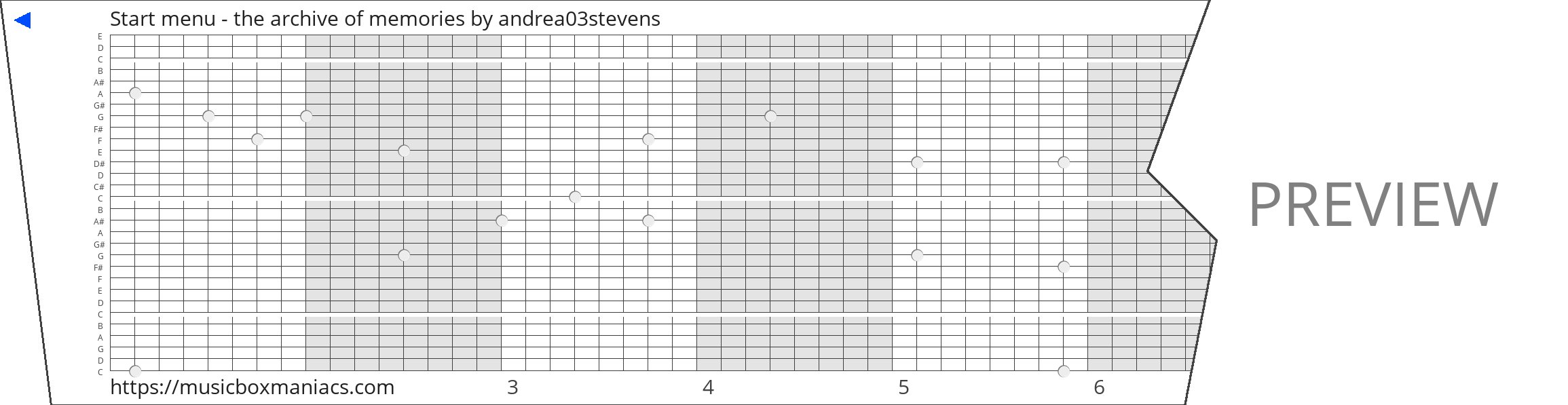 Start menu - the archive of memories 30 note music box paper strip