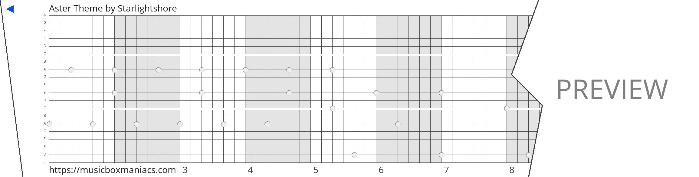 Aster Theme 20 note music box paper strip