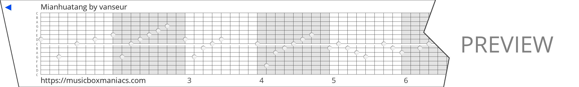 Mianhuatang 15 note music box paper strip