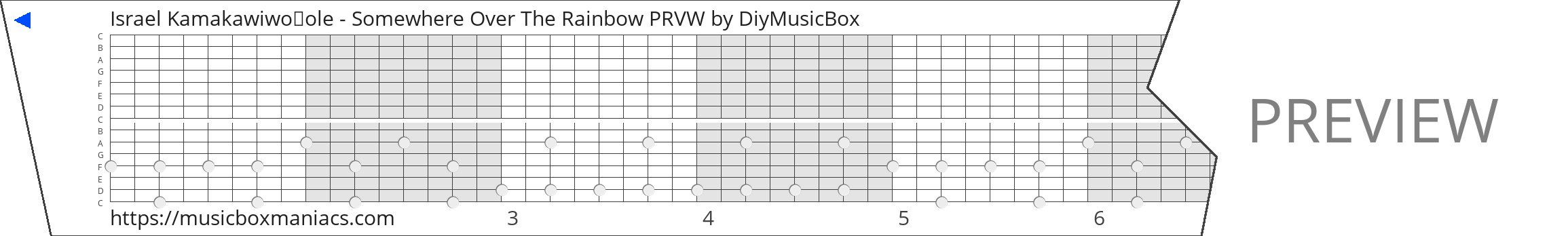 Israel Kamakawiwoʻole - Somewhere Over The Rainbow PRVW 15 note music box paper strip