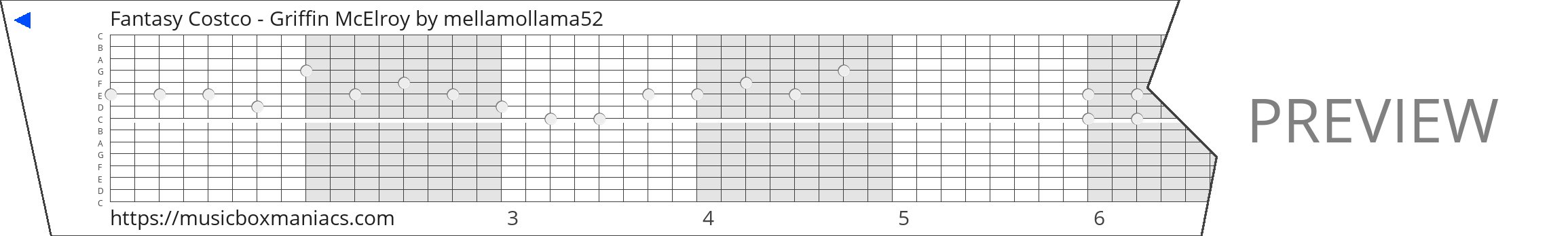 Fantasy Costco - Griffin McElroy 15 note music box paper strip
