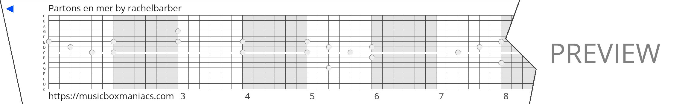 Partons en mer 15 note music box paper strip
