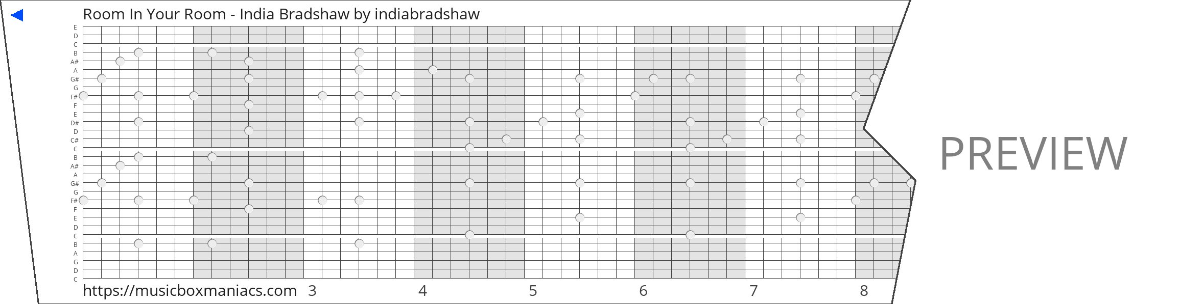 Room In Your Room - India Bradshaw 30 note music box paper strip