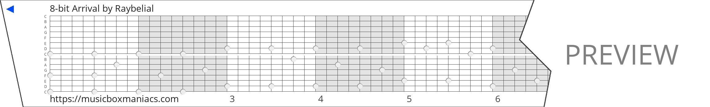 8-bit Arrival 15 note music box paper strip