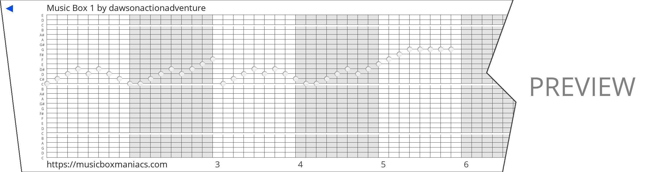 Music Box 1 30 note music box paper strip