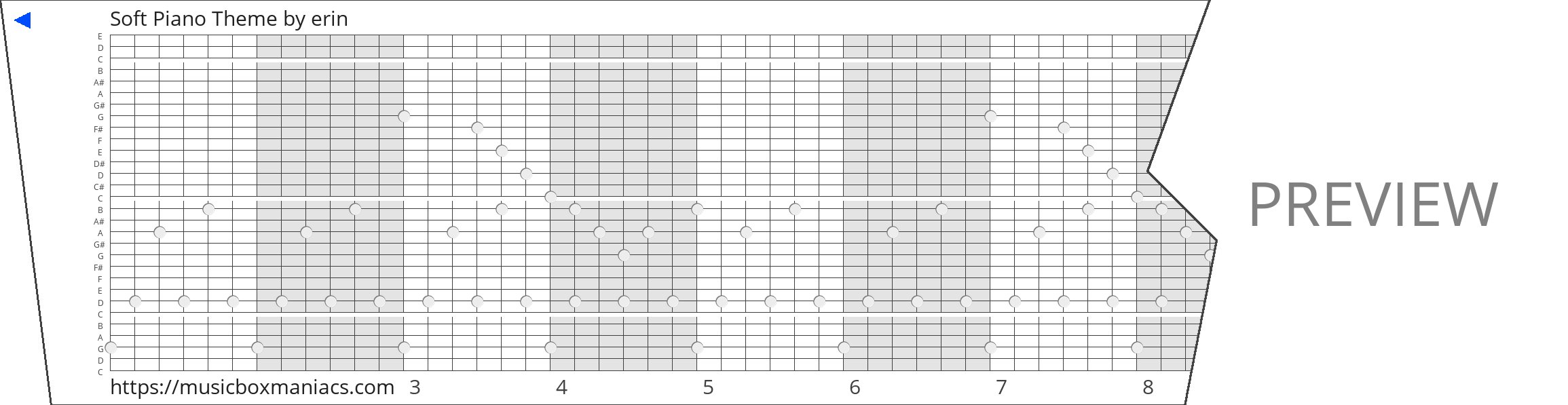 Soft Piano Theme 30 note music box paper strip