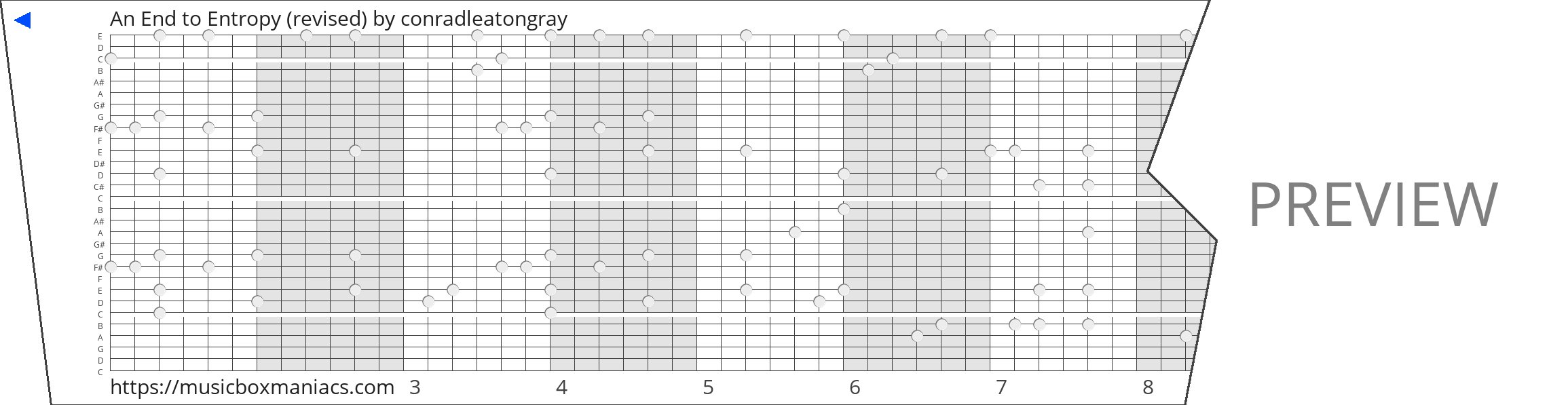 An End to Entropy (revised) 30 note music box paper strip