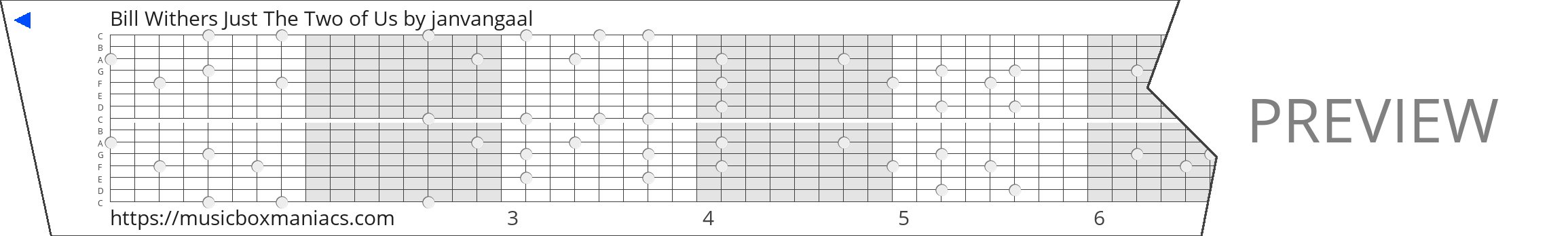 Bill Withers Just The Two of Us 15 note music box paper strip