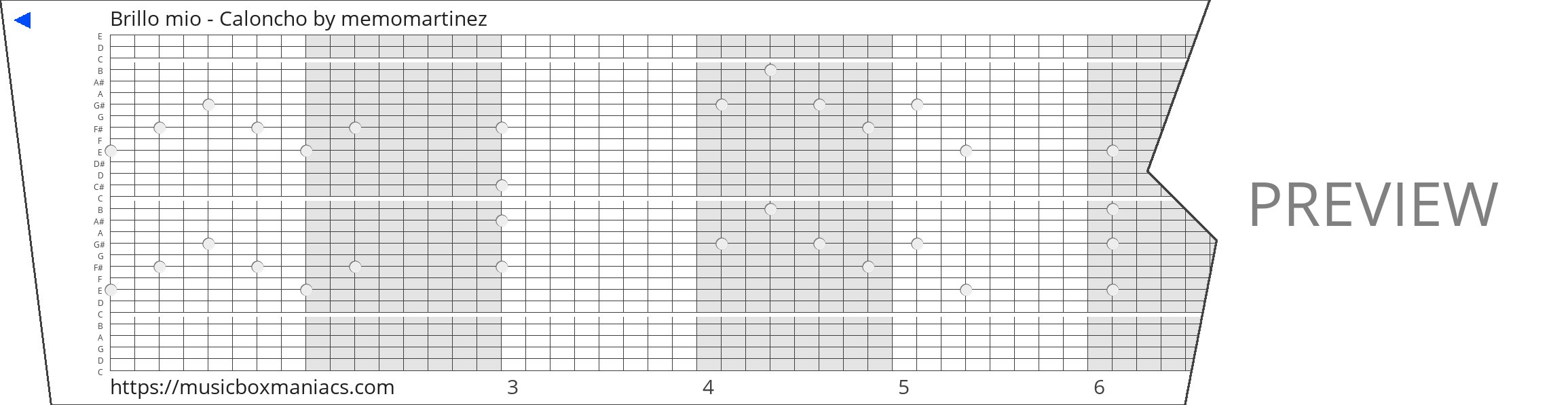 Brillo mio - Caloncho 30 note music box paper strip