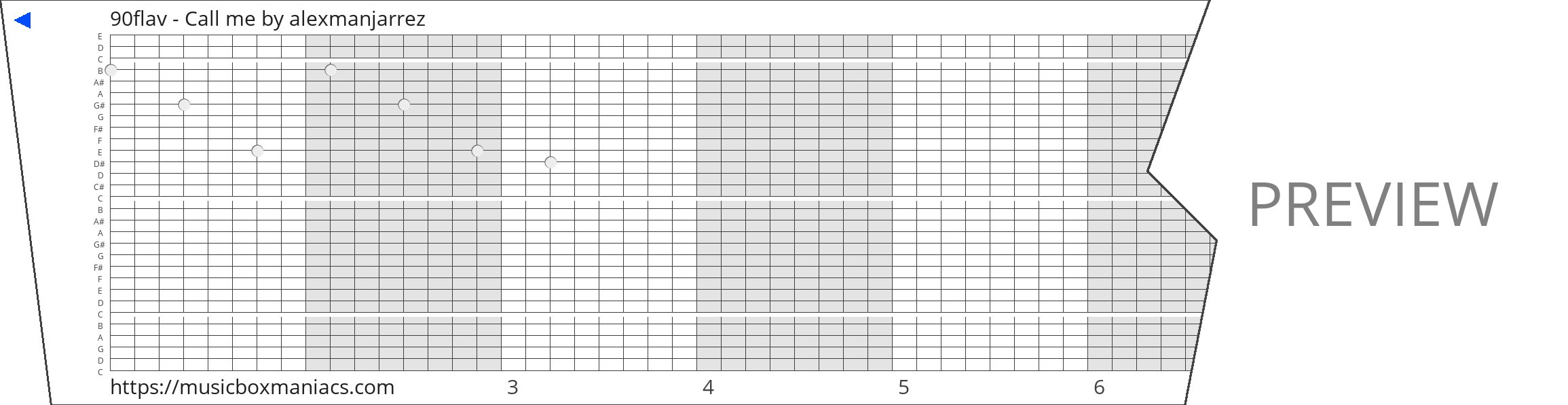90flav - Call me 30 note music box paper strip