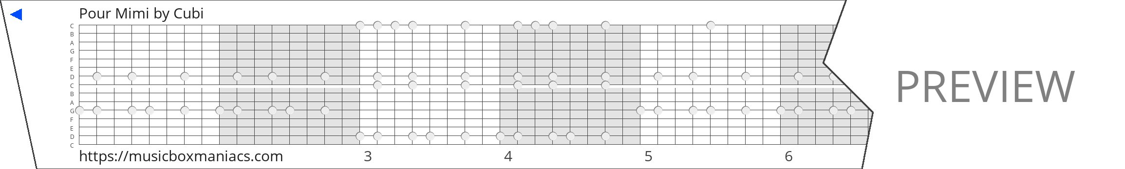 Pour Mimi 15 note music box paper strip