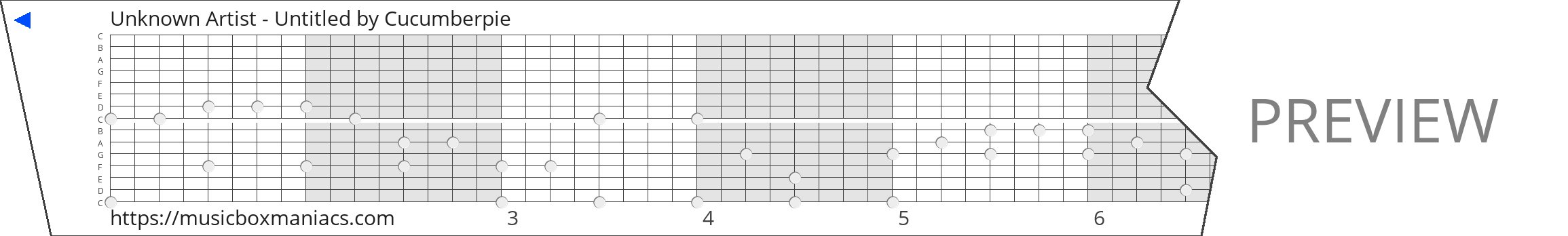 Unknown Artist - Untitled 15 note music box paper strip