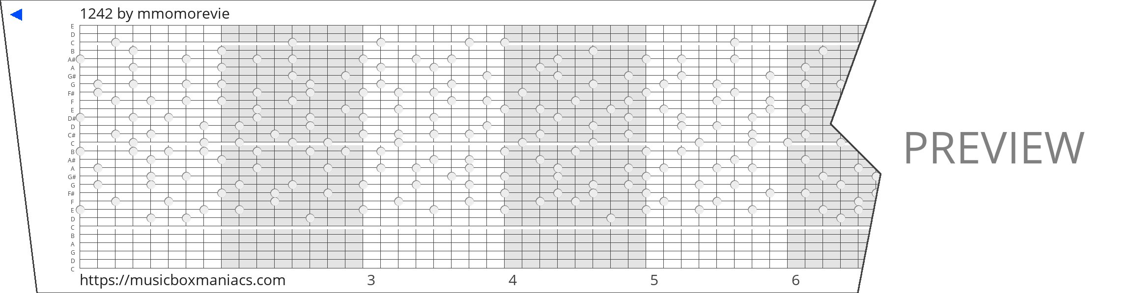 1242 30 note music box paper strip