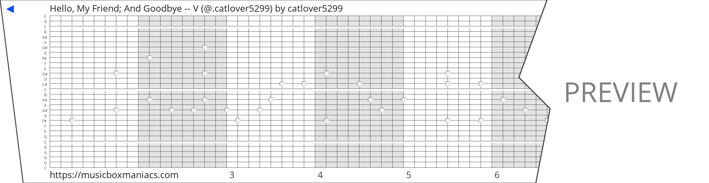 Hello, My Friend; And Goodbye -- V (@.catlover5299) 30 note music box paper strip