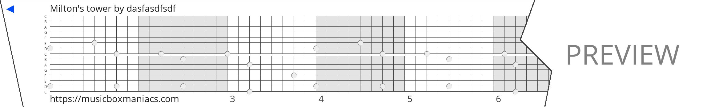 Milton's tower 15 note music box paper strip