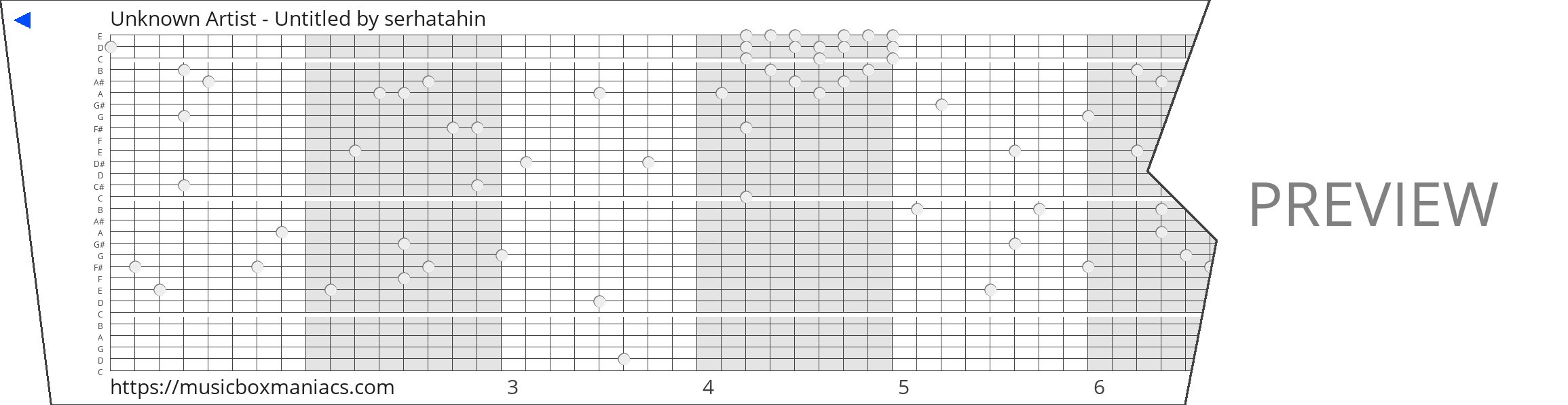 Unknown Artist - Untitled 30 note music box paper strip