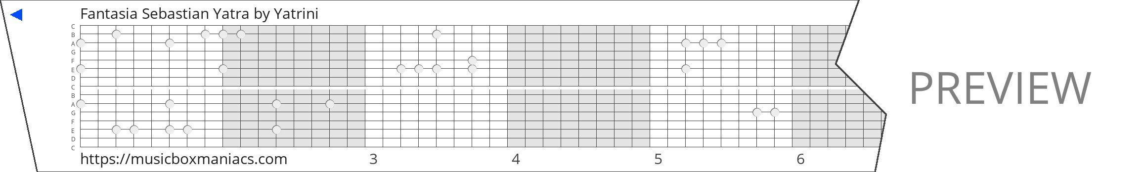 Fantasia Sebastian Yatra 15 note music box paper strip
