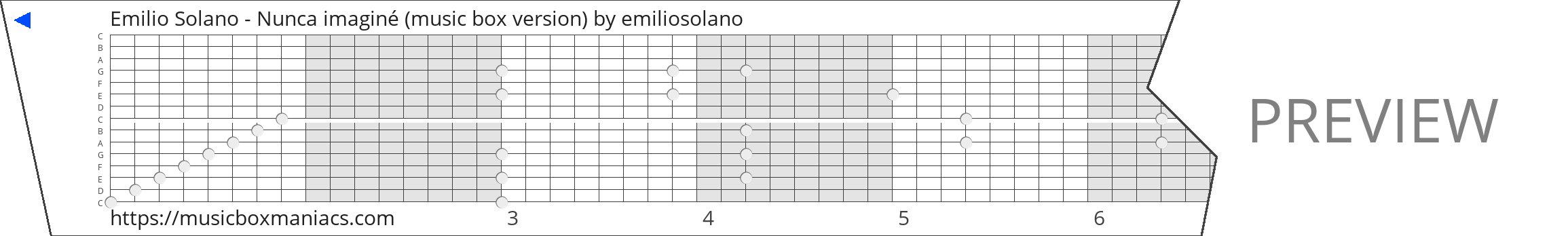 Emilio Solano - Nunca imaginé (music box version) 15 note music box paper strip