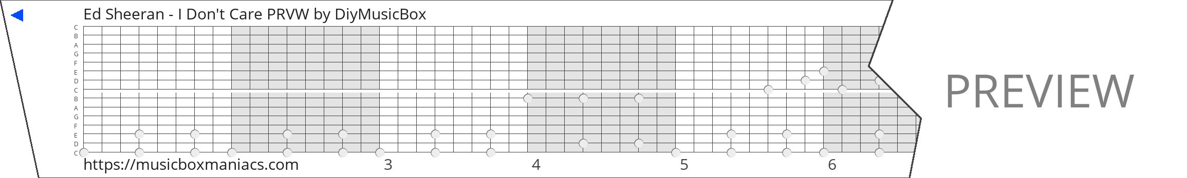 Ed Sheeran - I Don't Care PRVW 15 note music box paper strip