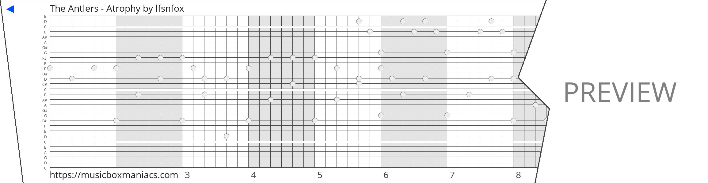 The Antlers - Atrophy 30 note music box paper strip