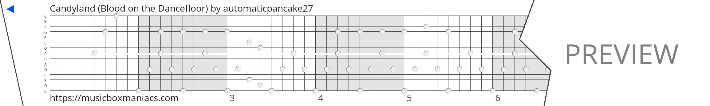 Candyland (Blood on the Dancefloor) 15 note music box paper strip