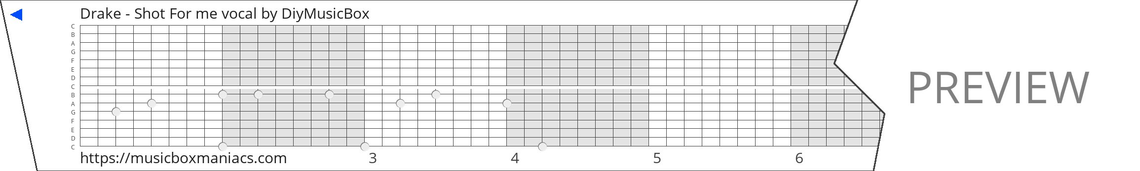Drake - Shot For me vocal 15 note music box paper strip