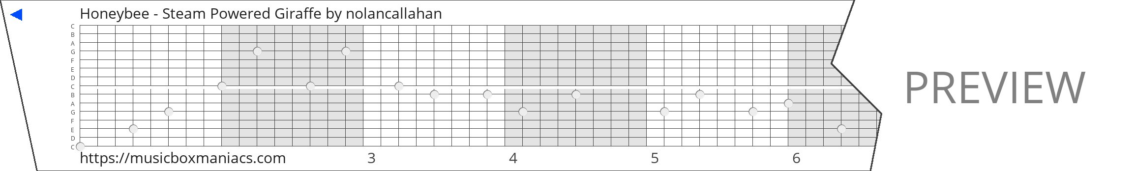 Honeybee - Steam Powered Giraffe 15 note music box paper strip