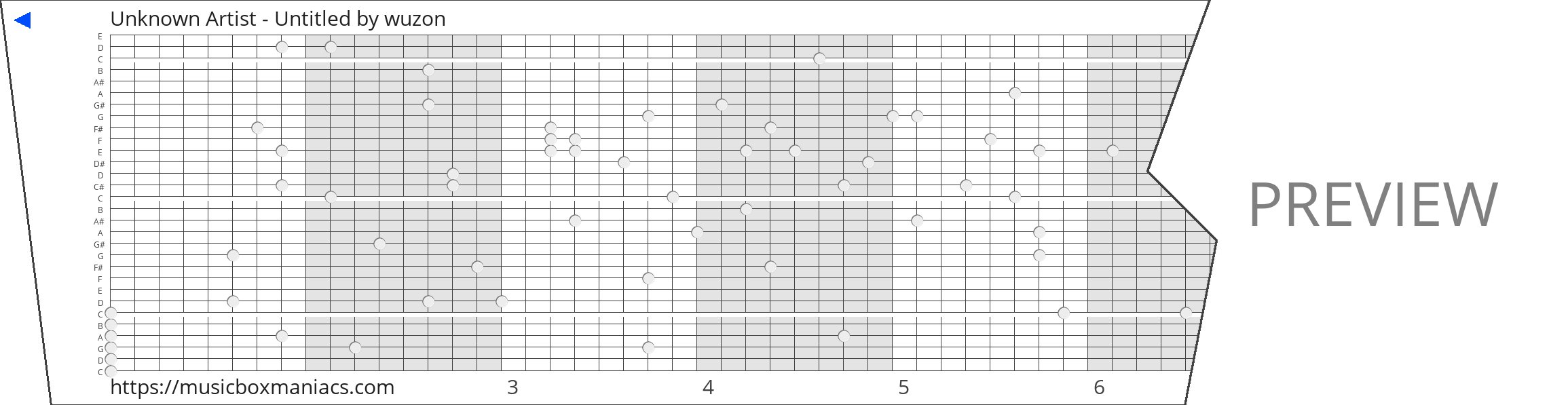 Unknown Artist - Untitled 30 note music box paper strip