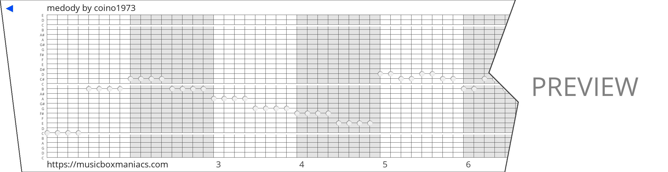 medody 30 note music box paper strip