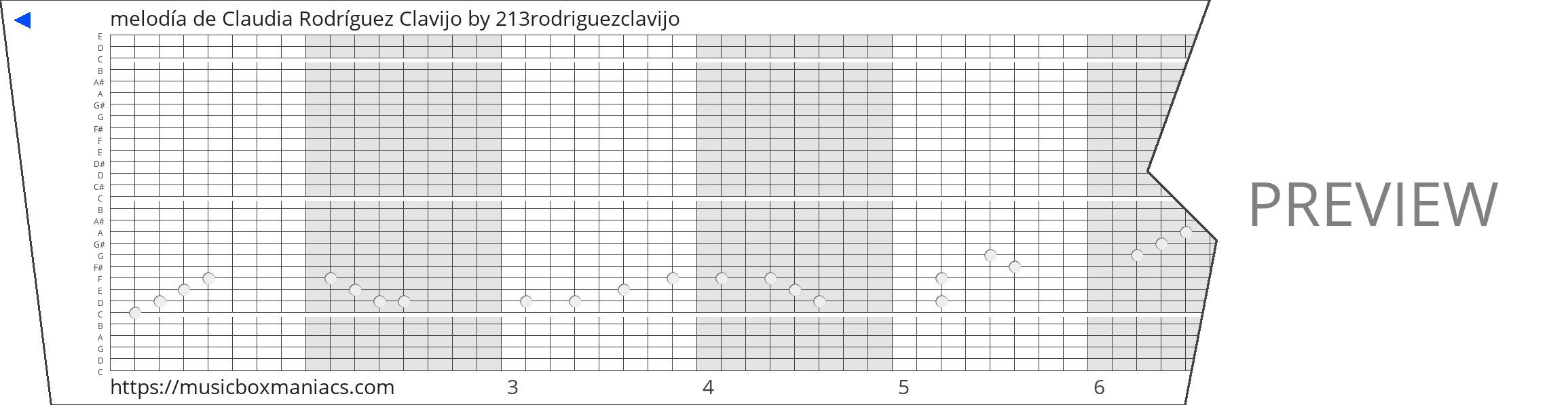 melodía de Claudia Rodríguez Clavijo 30 note music box paper strip