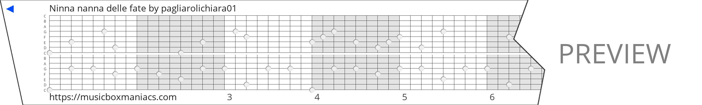 Ninna nanna delle fate 15 note music box paper strip